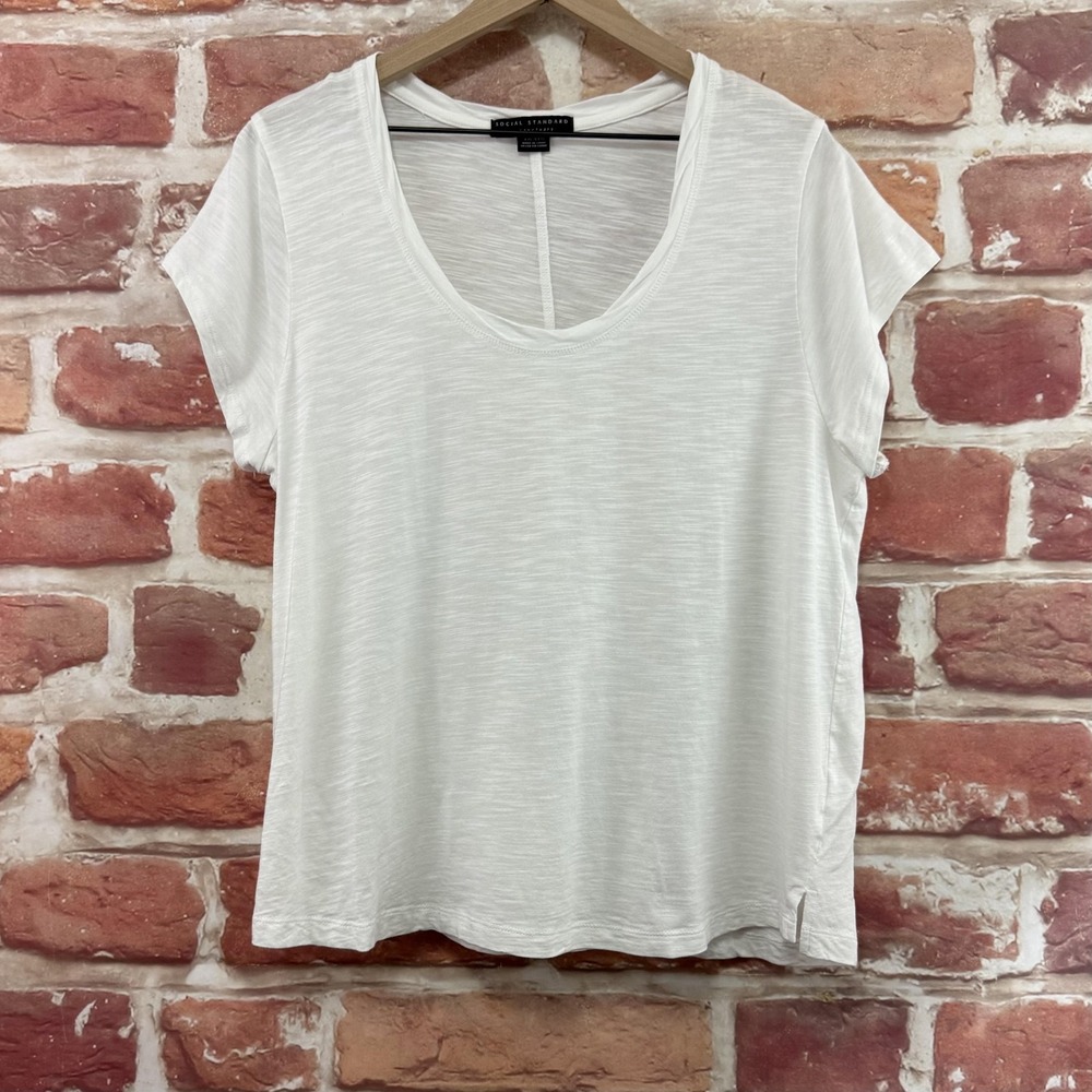 Anthropologie Sanctuary T Shirt Women's XXL Plain White Slub Basic Everyday Top
